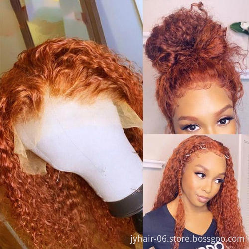 Wholesale Ginger orange lace front human hair wigs, red pink purple bule hd lace wigs , customized colored hd lace frontal wigs